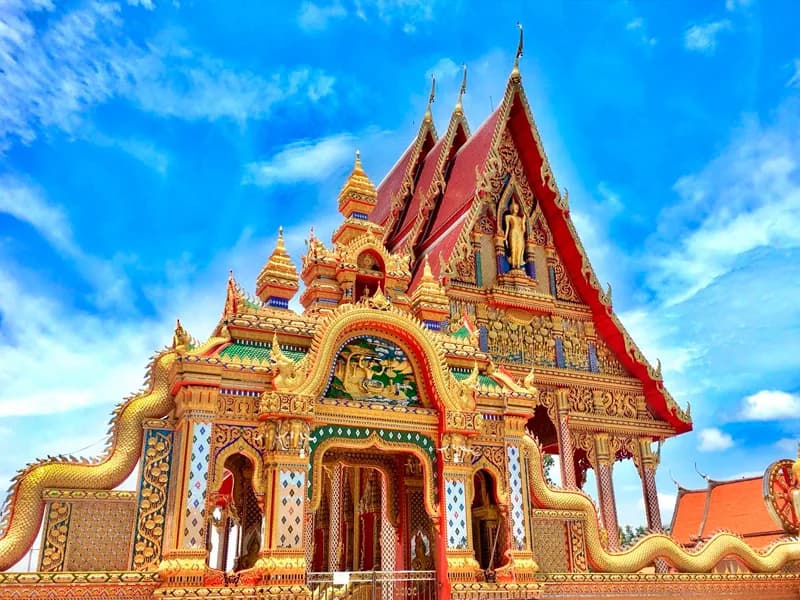 Ornate golden Thai temple at Buddha Hill