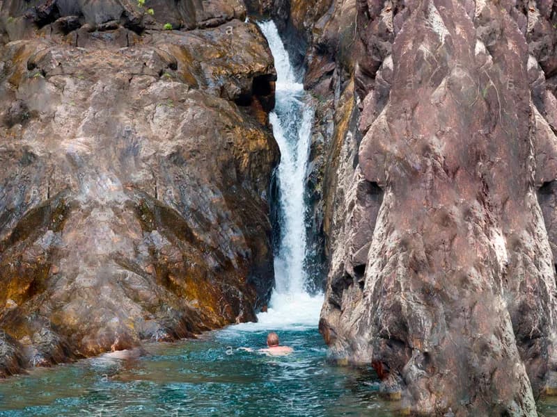 Swimming at the base of Klong Nonsi waterfall