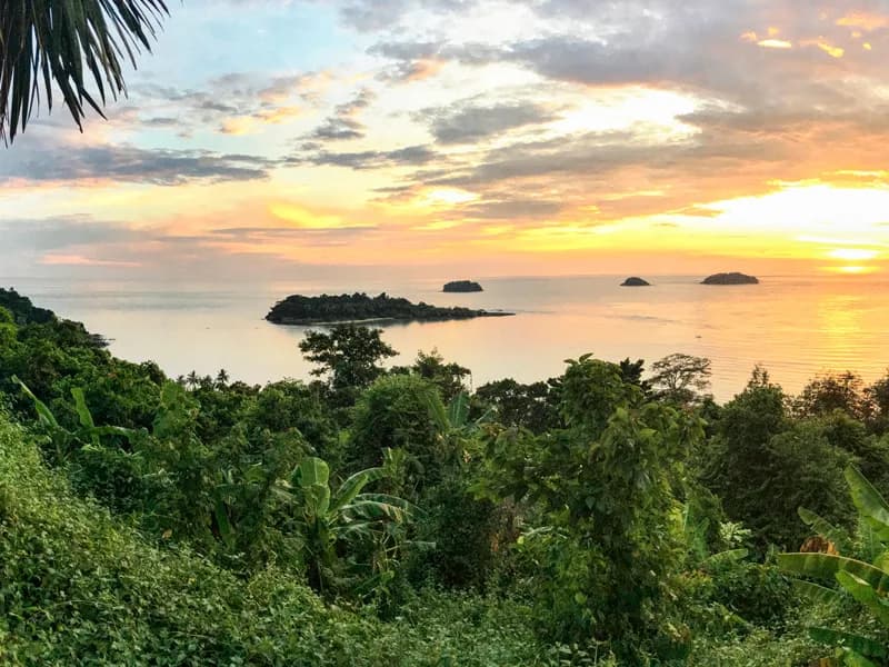 Sunset viewpoint over islands from Koh Chang mountain peak