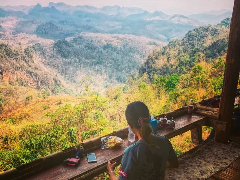 Inside Lod Cave with dramatic rock formations