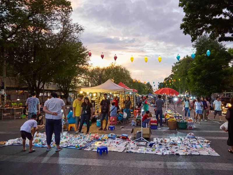 Ubolratana Dam reservoir with mountain backdrop