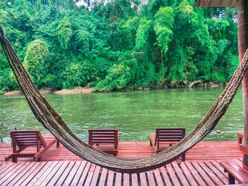 Kanchanaburi town and river scenery