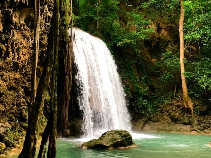 Hiking trail through Erawan National Park jungle