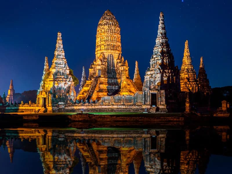 Ayutthaya temple detail with Buddha statues